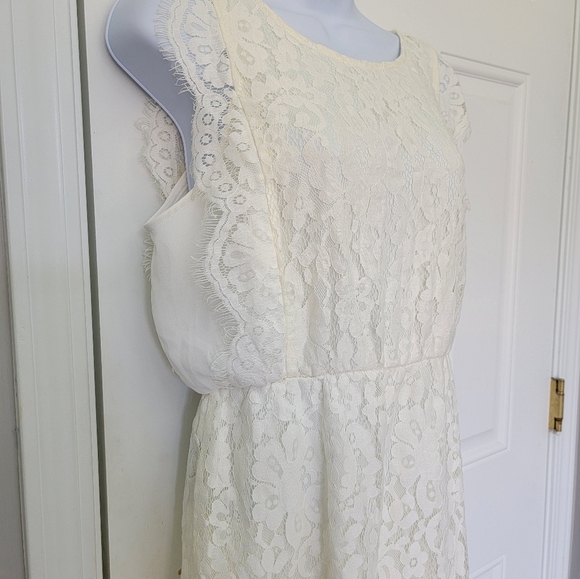 NWT Maurices White Lace Cap Sleeve Lined Mini Dress Bridal Shower Size Small - Picture 4 of 14